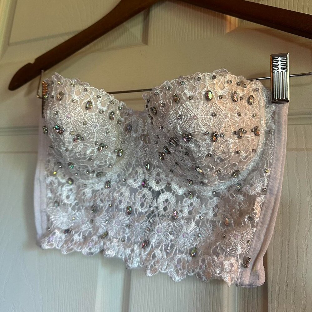 Windsor iridescent gemstone embellished corset